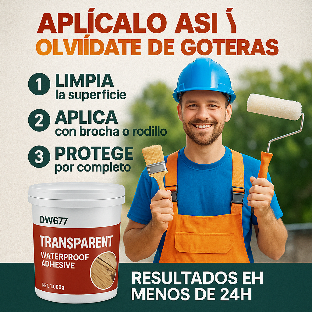 Combo 2x1 (2 envases de 300 g) + cepillo aplicador GRATIS - Elimina goteras y filtraciones en menos de 12h!
