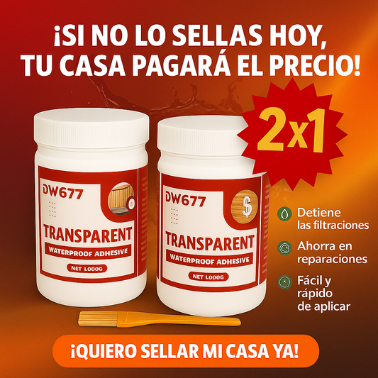Combo 2x1 (2 envases de 300 g) + cepillo aplicador GRATIS - Elimina goteras y filtraciones en menos de 12h!