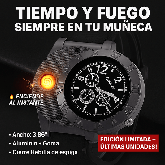 ⏱️ Reloj Encendedor 2 en 1 – Los que olvidan la mechera piden fuego… tú lo llevas puesto🔥