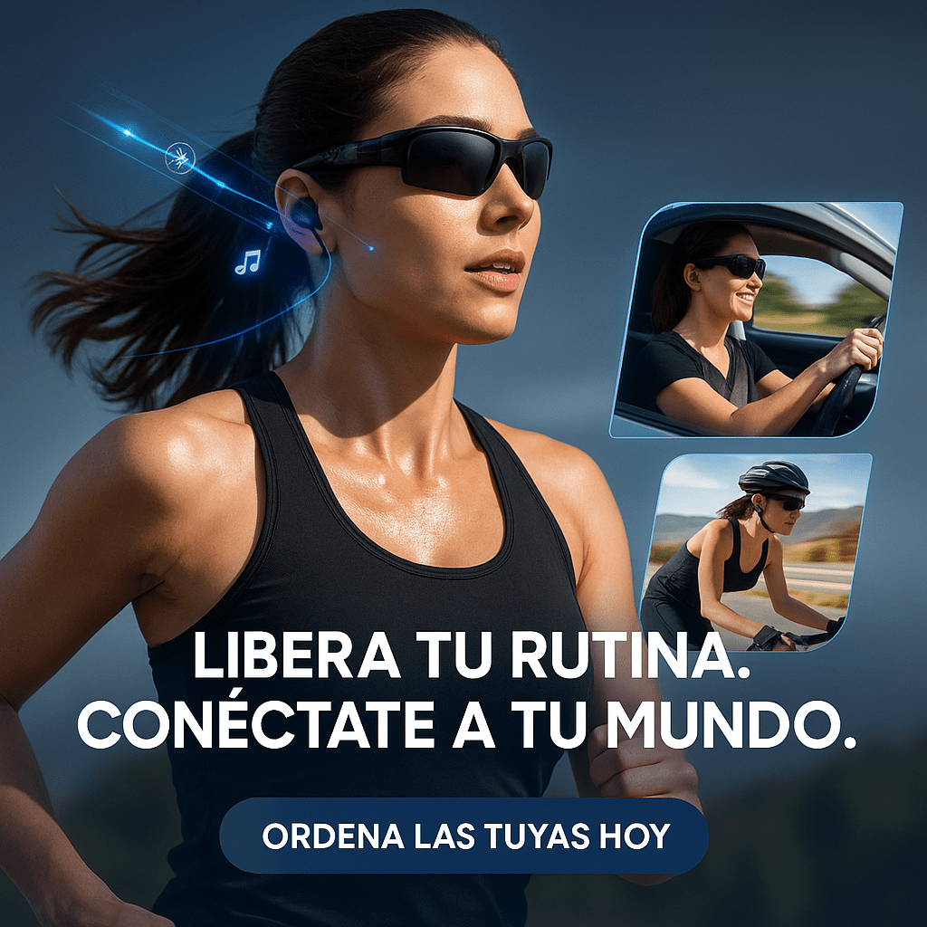 GAFAS BLUETOOTH – Olvídate de los audífonos incómodos y los cables enredados.