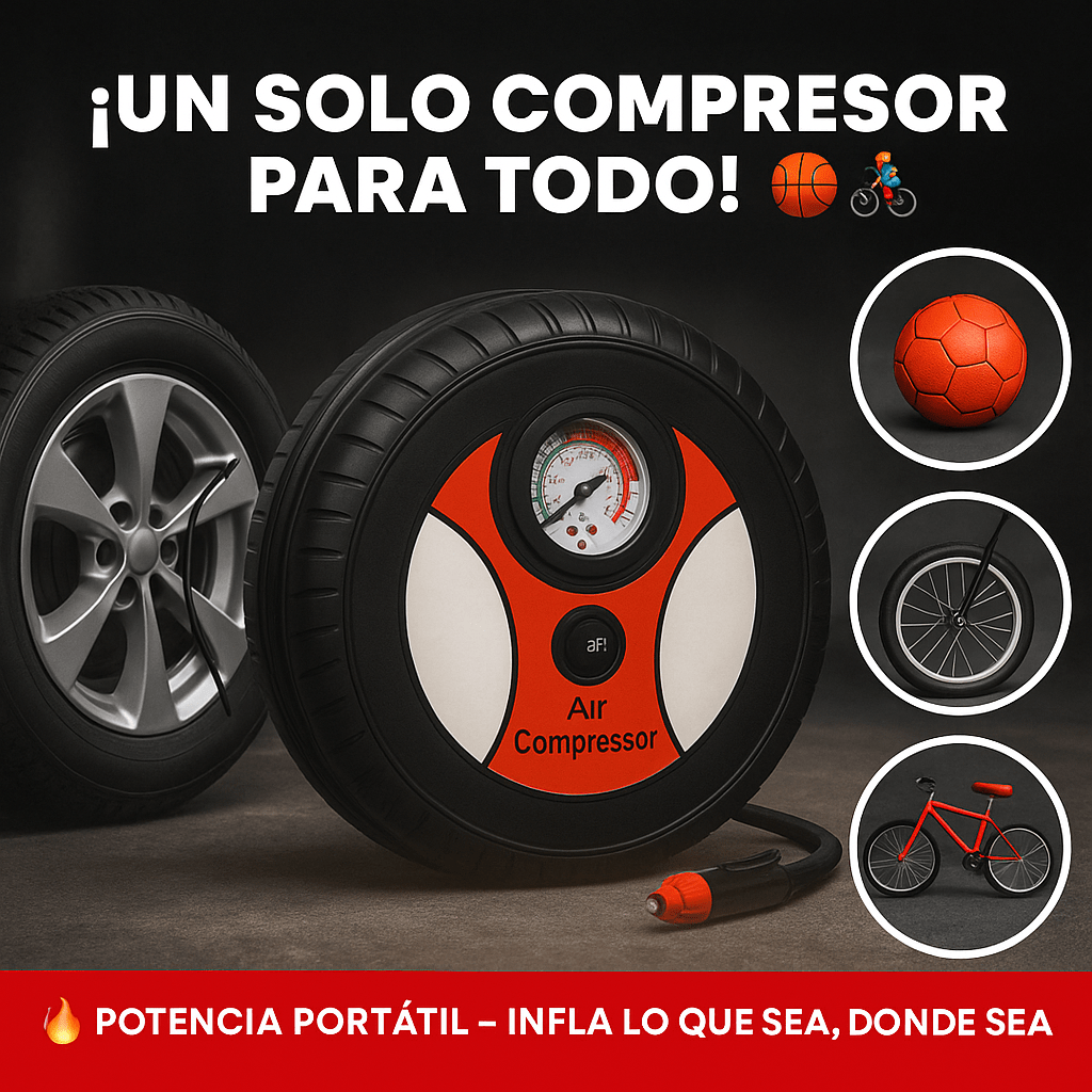 Mini Compresor Inflador Modelo Llanta – ¡El poder de inflar TODO en segundos! | Ebook GRATIS