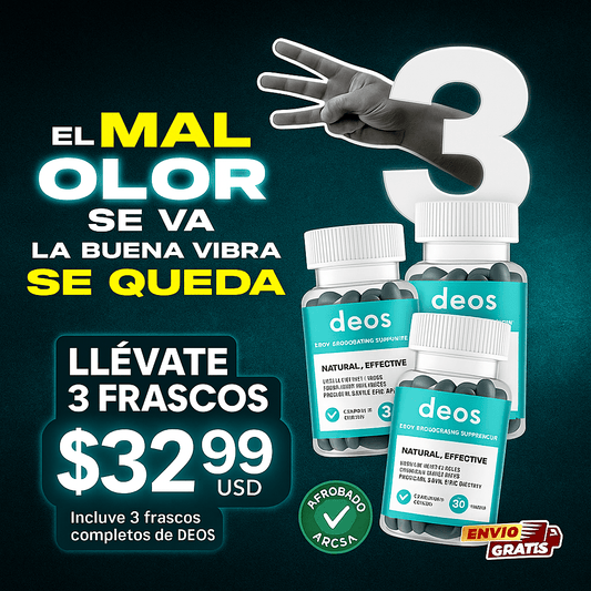 DEOS - 3 FRASCOS de Suplemento Desodorante Corporal | Huele a poder, no a establo.