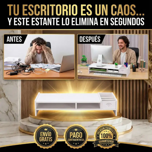 Este estante no es un accesorio. Es una mejora inmediata a tu forma de trabajar.