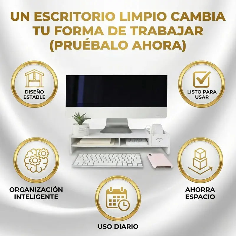 Este estante no es un accesorio. Es una mejora inmediata a tu forma de trabajar.