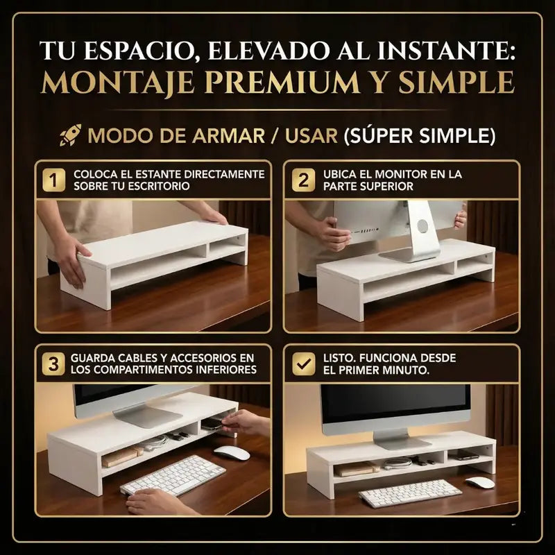 Este estante no es un accesorio. Es una mejora inmediata a tu forma de trabajar.