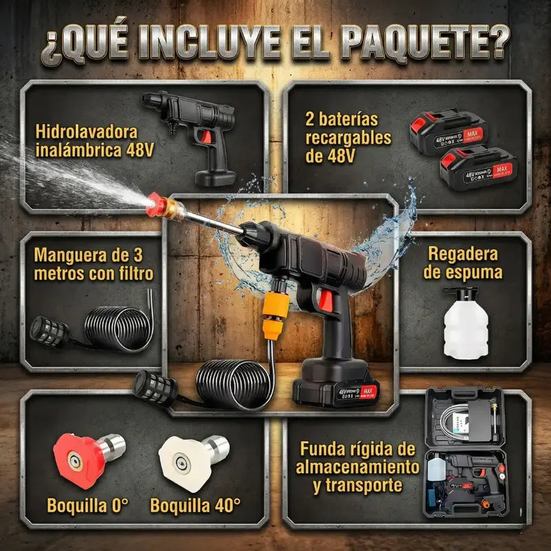 Hidrolavadora Inalámbrica 48V con 2 Baterías