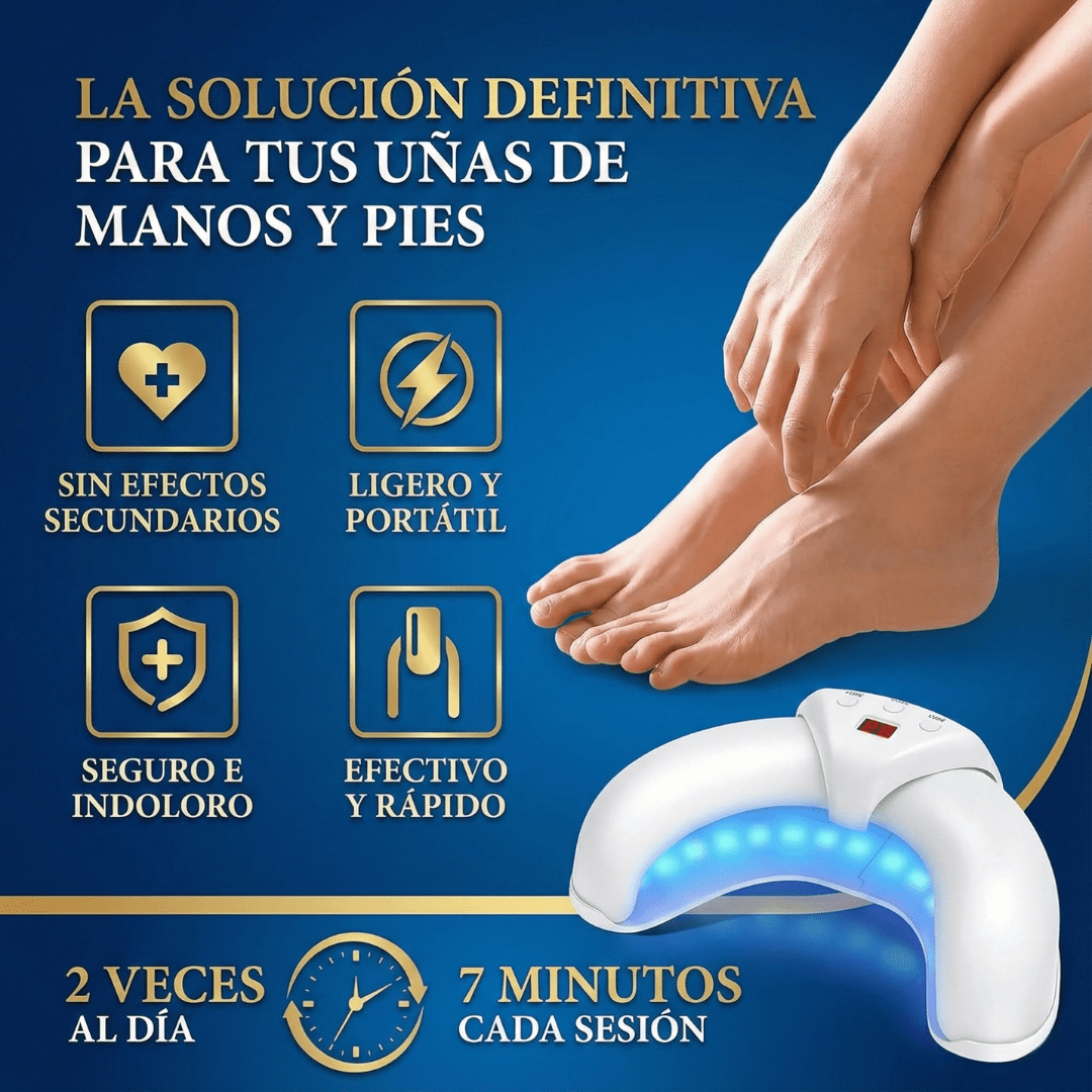 Los hongos NO desaparecen tapándolos. Usa esta lampara directo sobre la uña y empieza a notar el cambio.