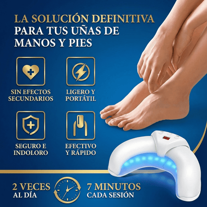 Los hongos NO desaparecen tapándolos. Usa esta lampara directo sobre la uña y empieza a notar el cambio.