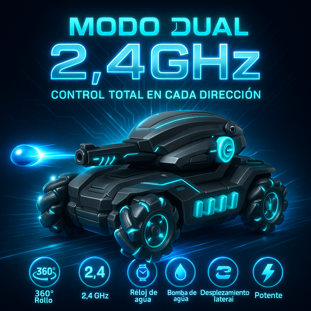Tanque RC Dispara Bombas de Gel – Diversión Realista y Potente