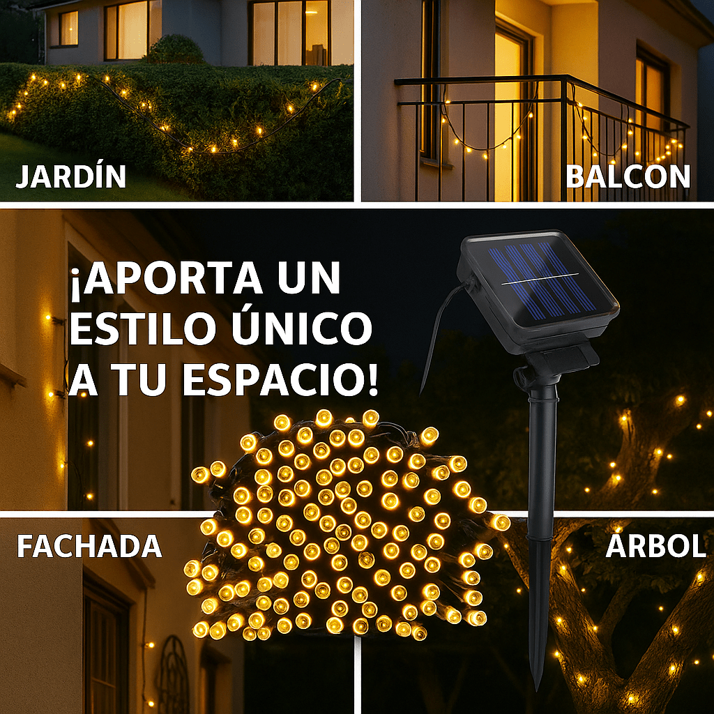 LUCES CÁLIDAS CON PANEL SOLAR – ILUMINA TU NAVIDAD SIN GASTAR LUZ