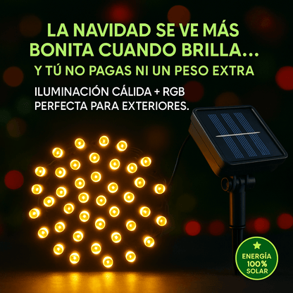 LUCES CÁLIDAS CON PANEL SOLAR – ILUMINA TU NAVIDAD SIN GASTAR LUZ