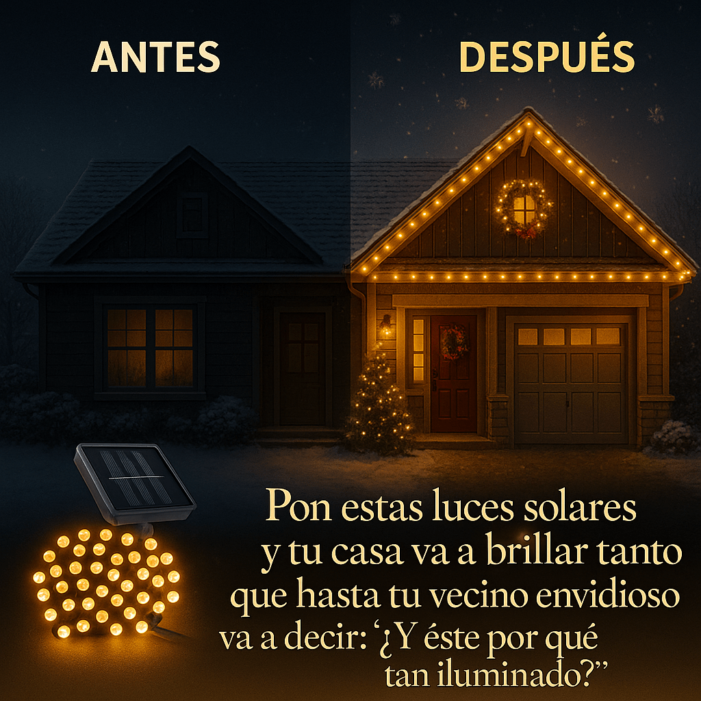 LUCES CÁLIDAS CON PANEL SOLAR – ILUMINA TU NAVIDAD SIN GASTAR LUZ