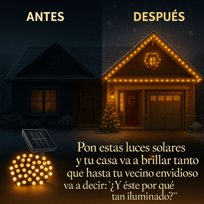 LUCES CÁLIDAS CON PANEL SOLAR – ILUMINA TU NAVIDAD SIN GASTAR LUZ