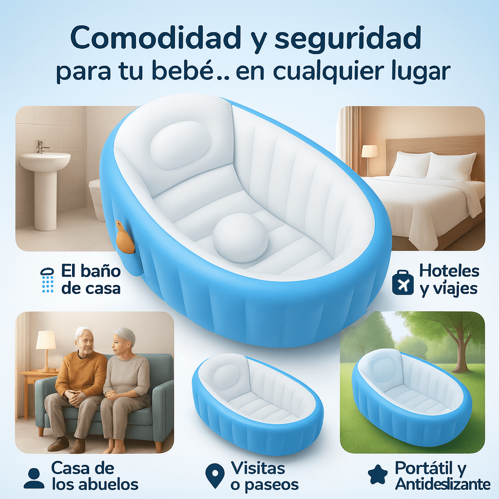 Bañera Inflable para Bebé | La forma más segura, cómoda y práctica de bañar a tu bebé.