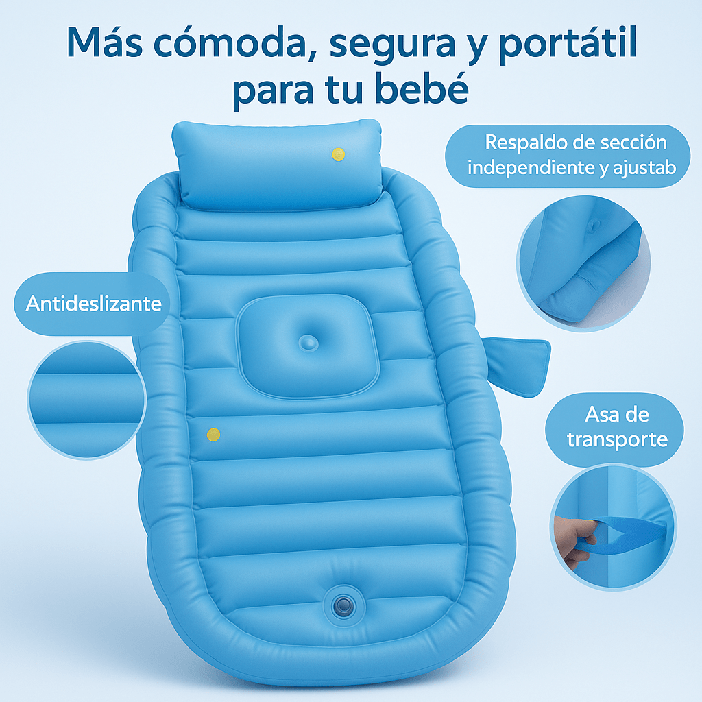 Bañera Inflable para Bebé | La forma más segura, cómoda y práctica de bañar a tu bebé.