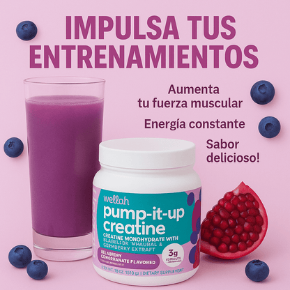 WELLAH CREATINA PARA MUJER | Energía y resistencia con sabor a arándano y granada.