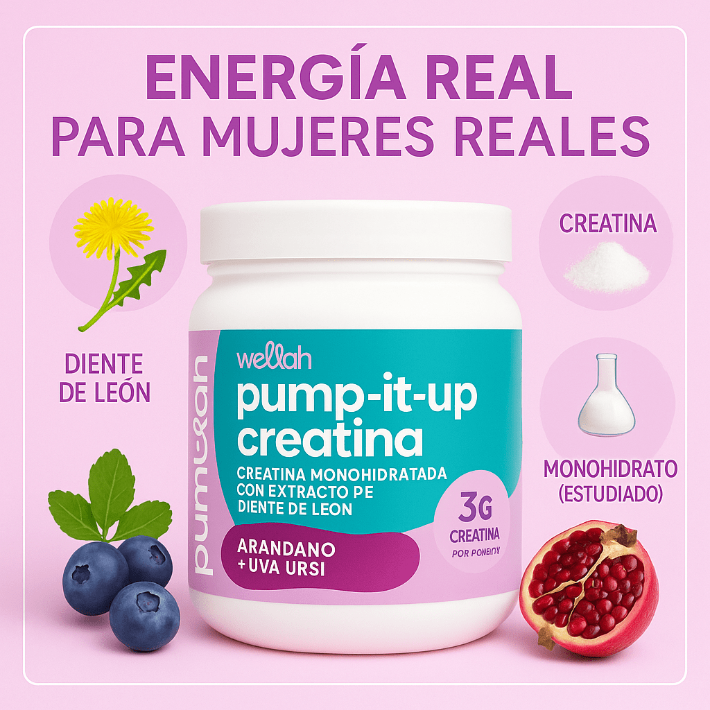 WELLAH CREATINA PARA MUJER | Energía y resistencia con sabor a arándano y granada.