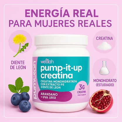 WELLAH CREATINA PARA MUJER | Energía y resistencia con sabor a arándano y granada.