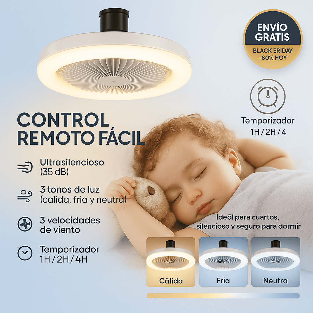 Ventilador de Techo con Luz | Tu hogar no necesita más adornos inútiles. Necesita frescura, luz y comodidad.