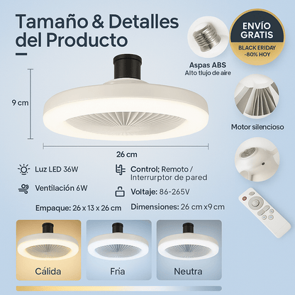 Ventilador de Techo con Luz | Tu hogar no necesita más adornos inútiles. Necesita frescura, luz y comodidad.