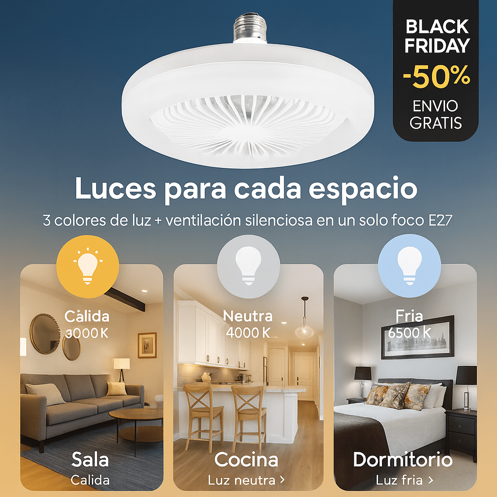 Ventilador de Techo con Luz | Tu hogar no necesita más adornos inútiles. Necesita frescura, luz y comodidad.