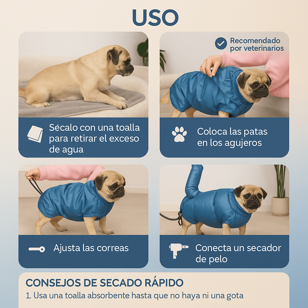 Si tu perro sigue goteando por toda la casa… NO es su culpa. ¡Es que no tienes este abrigo de secado!