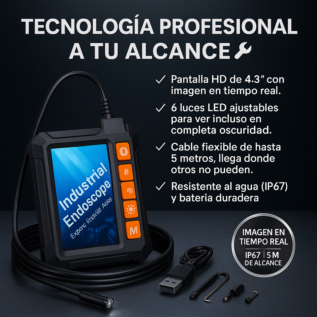 CÁMARA ENDOSCOPIO CON MONITOR HD – Encuentra el problema en segundos. Ahorra tiempo, dinero y dolores de cabeza.