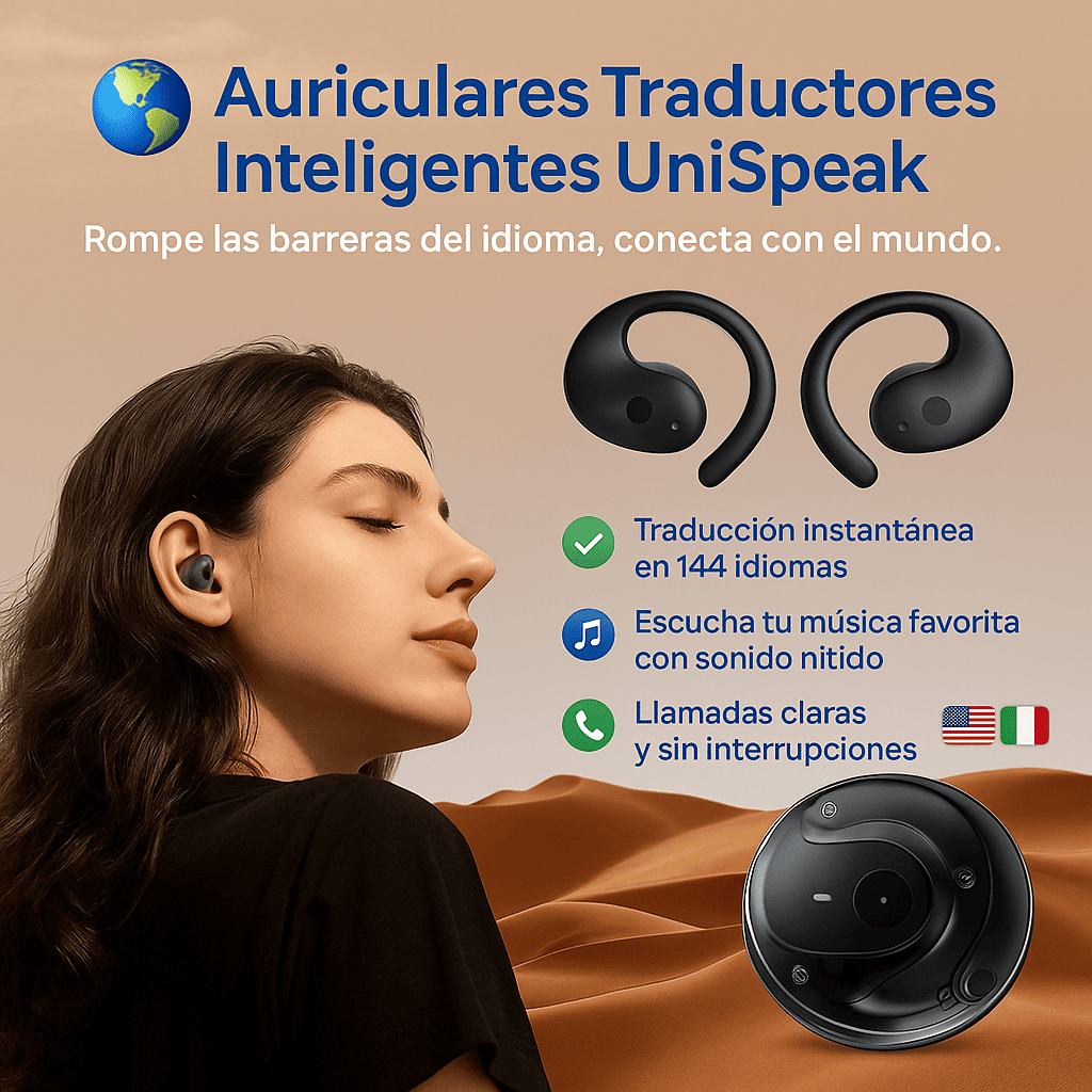 🌍 Auriculares Traductores Inteligentes UniSpeak Bluetooth 5.0