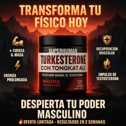 Turkesterone + Ebook gratis - Cápsulas que Explotan tu Resistencia, Fuerza Brutal y Potencia Masculina.