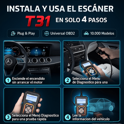 SCÁNER UNIVERSAL DE AUTO T31 - Detecta fallas antes de que sea demasiado tarde.