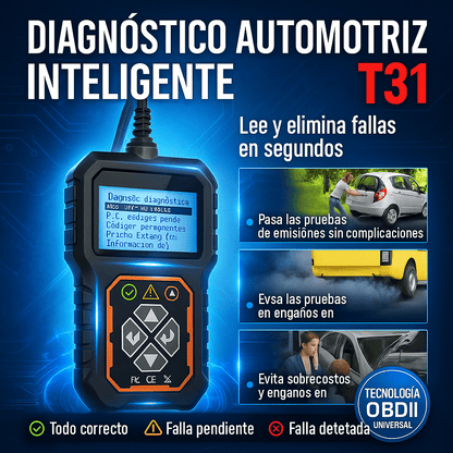 SCÁNER UNIVERSAL DE AUTO T31 - Detecta fallas antes de que sea demasiado tarde.