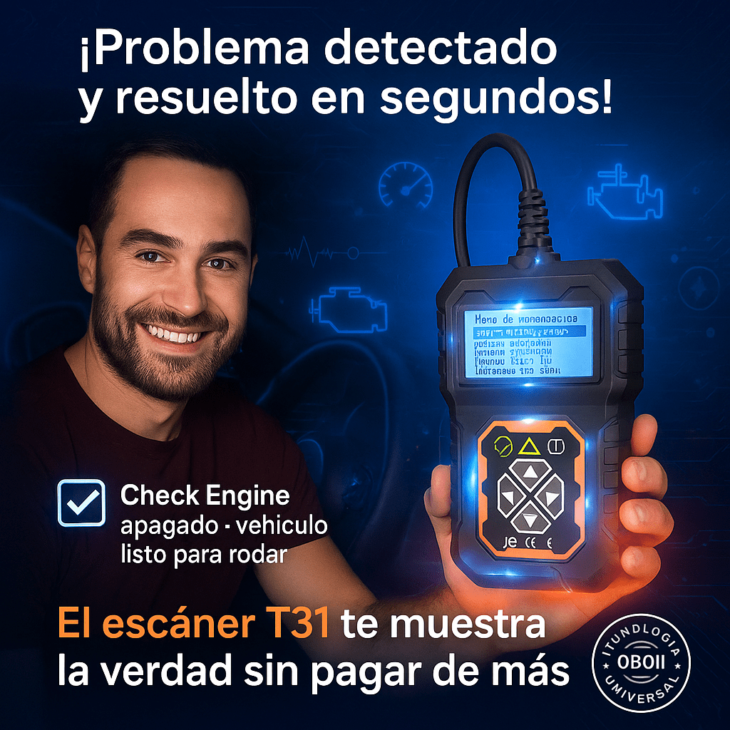 SCÁNER UNIVERSAL DE AUTO T31 - Detecta fallas antes de que sea demasiado tarde.