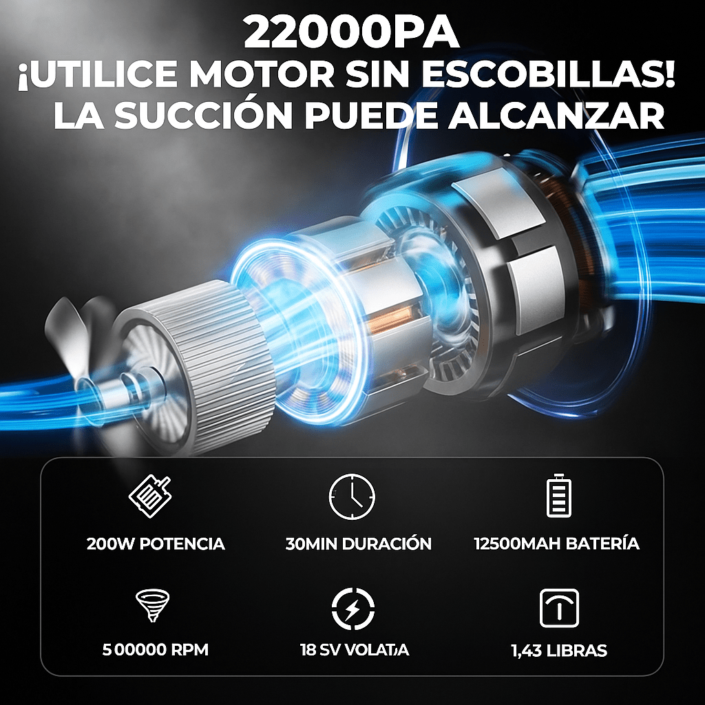Pistola Sopladora De Aire 48v | Aspira, limpia y deja tu carro impecable.