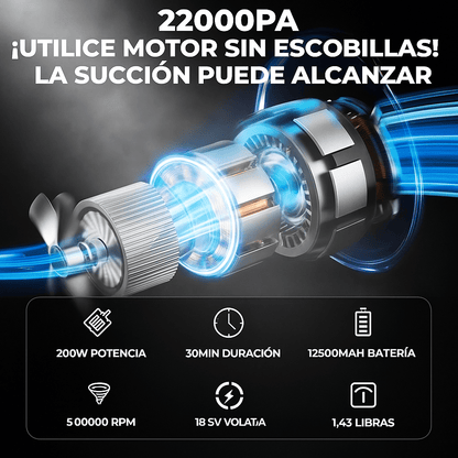 Pistola Sopladora De Aire 48v | Aspira, limpia y deja tu carro impecable.