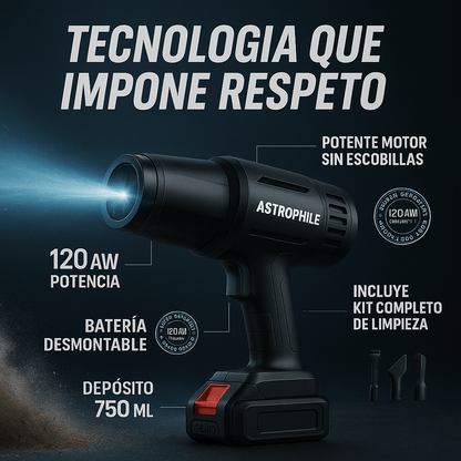 Pistola Sopladora De Aire 48v | Aspira, limpia y deja tu carro impecable.