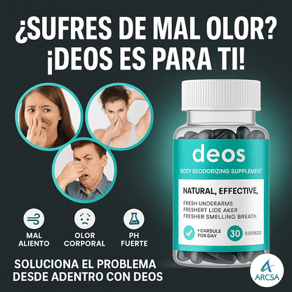 DEOS - 3 FRASCOS de Suplemento Desodorante Corporal | Huele a poder, no a establo.