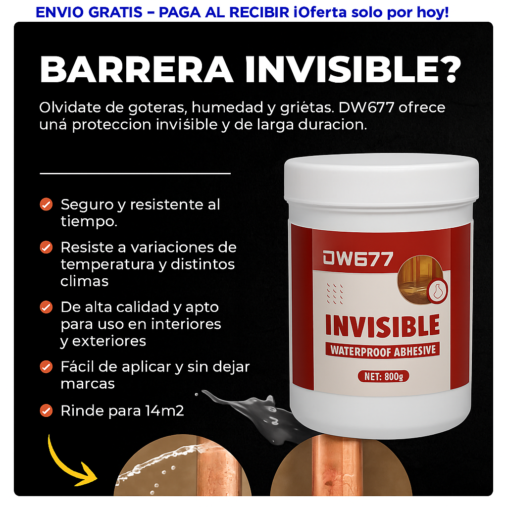 Combo 2x1 (2 envases de 300 g) + cepillo aplicador GRATIS - Elimina goteras y filtraciones en menos de 12h!