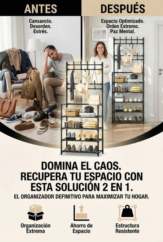 Zapatero perchero organizador 2 en 1